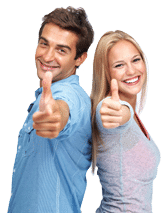 Man And Woman Giving Thumbs Up For Payday Loan Help | Eliminate Payday Loan Debt