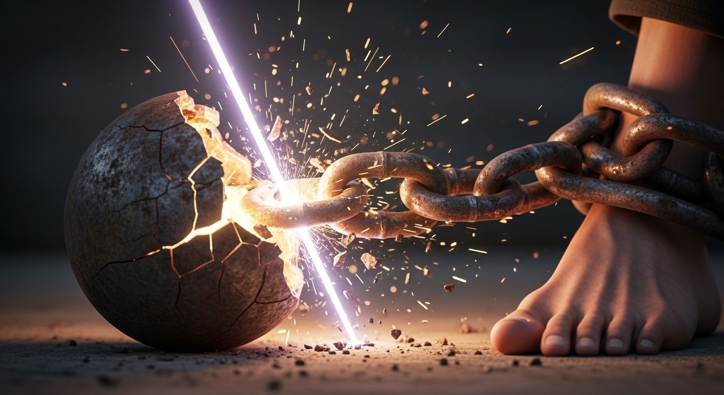 Person breaking free of payday loan debt.